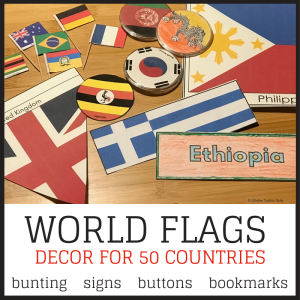 world flag decor for the classroom