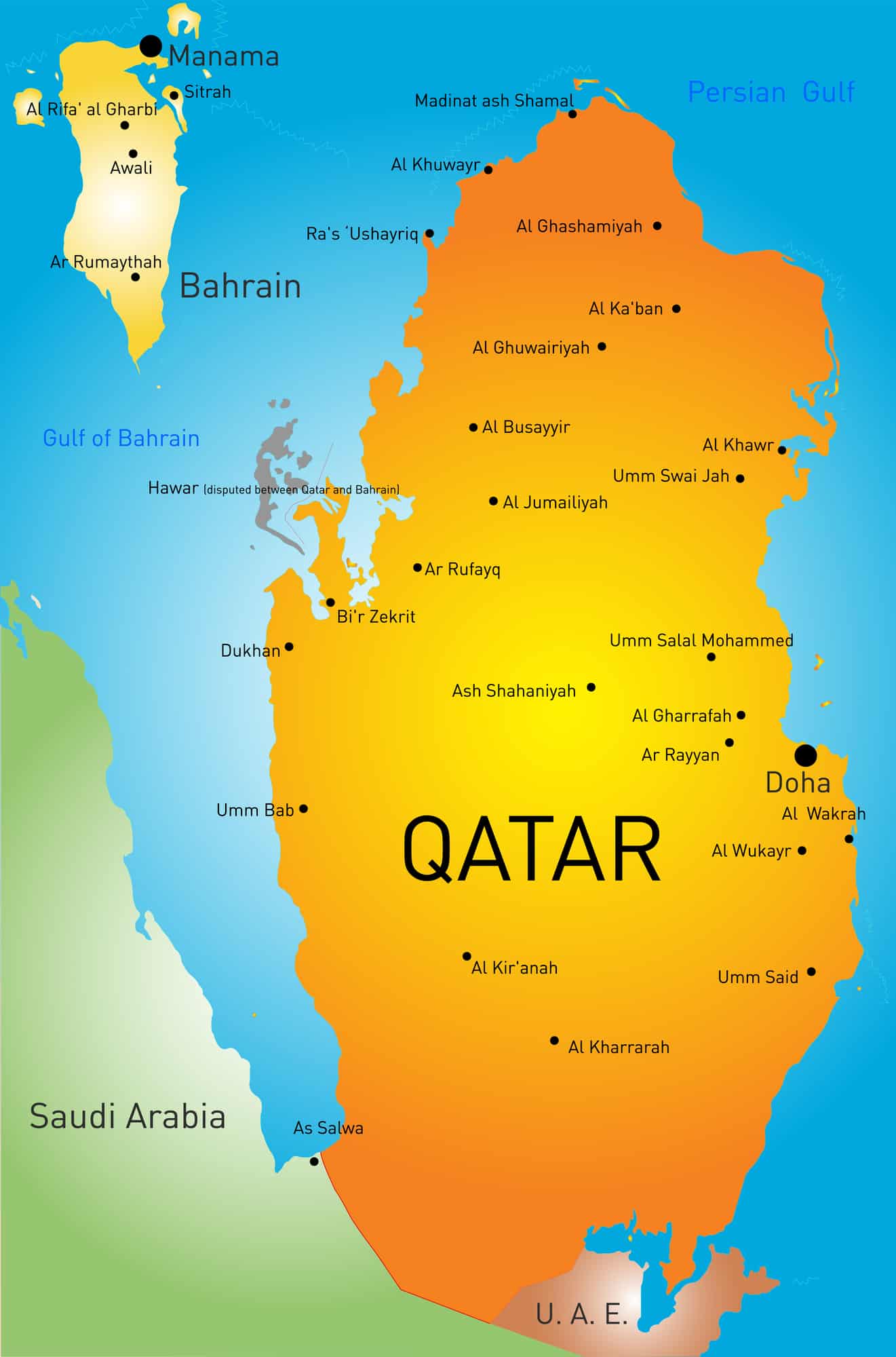Vector color map of Qatar country