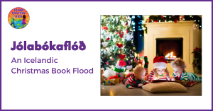 children reading books under a Christmas tree