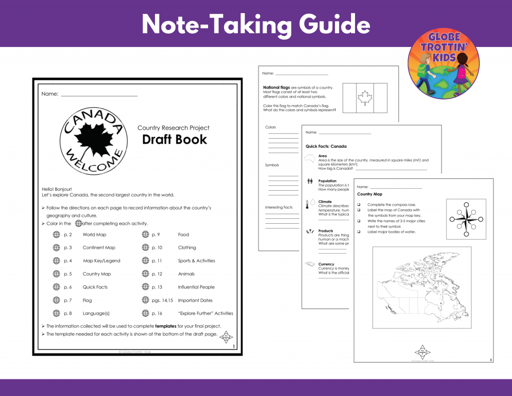 graphic organizers for Canada research project note-taking