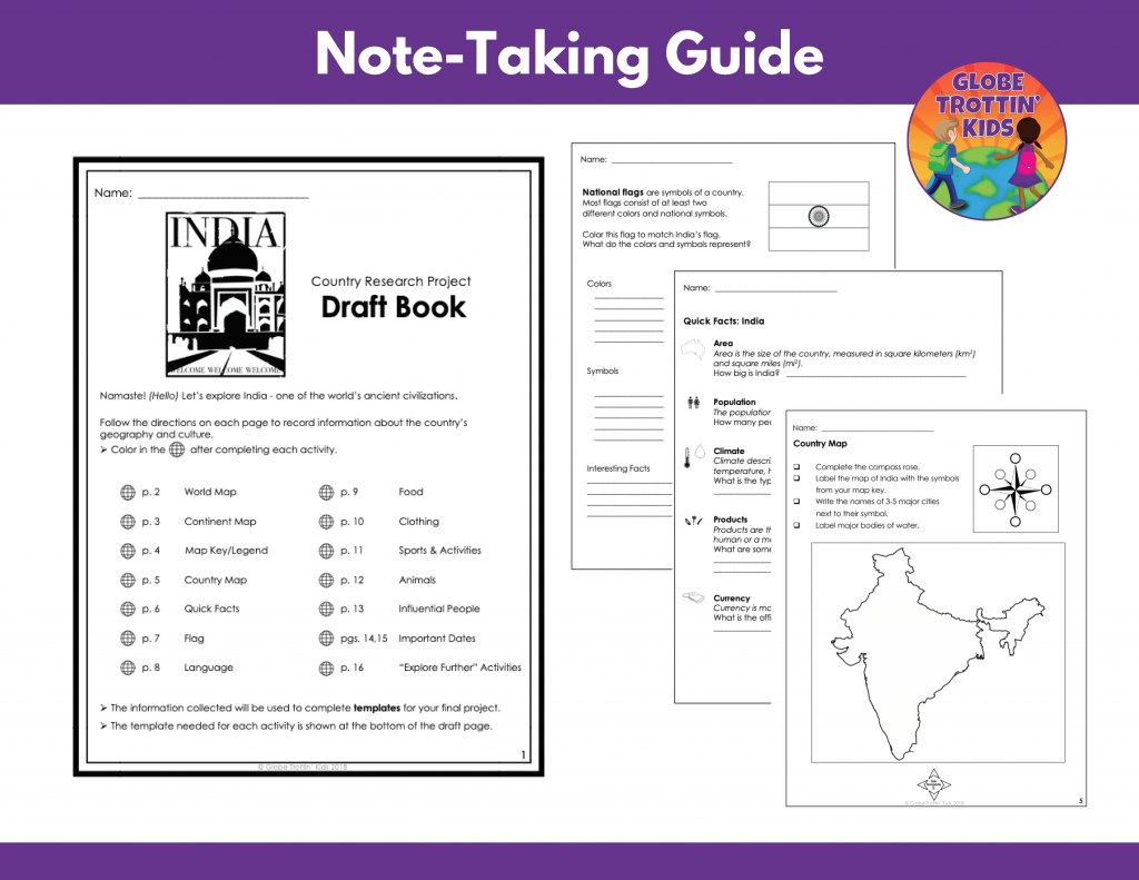 graphic organizers for India research project note-taking