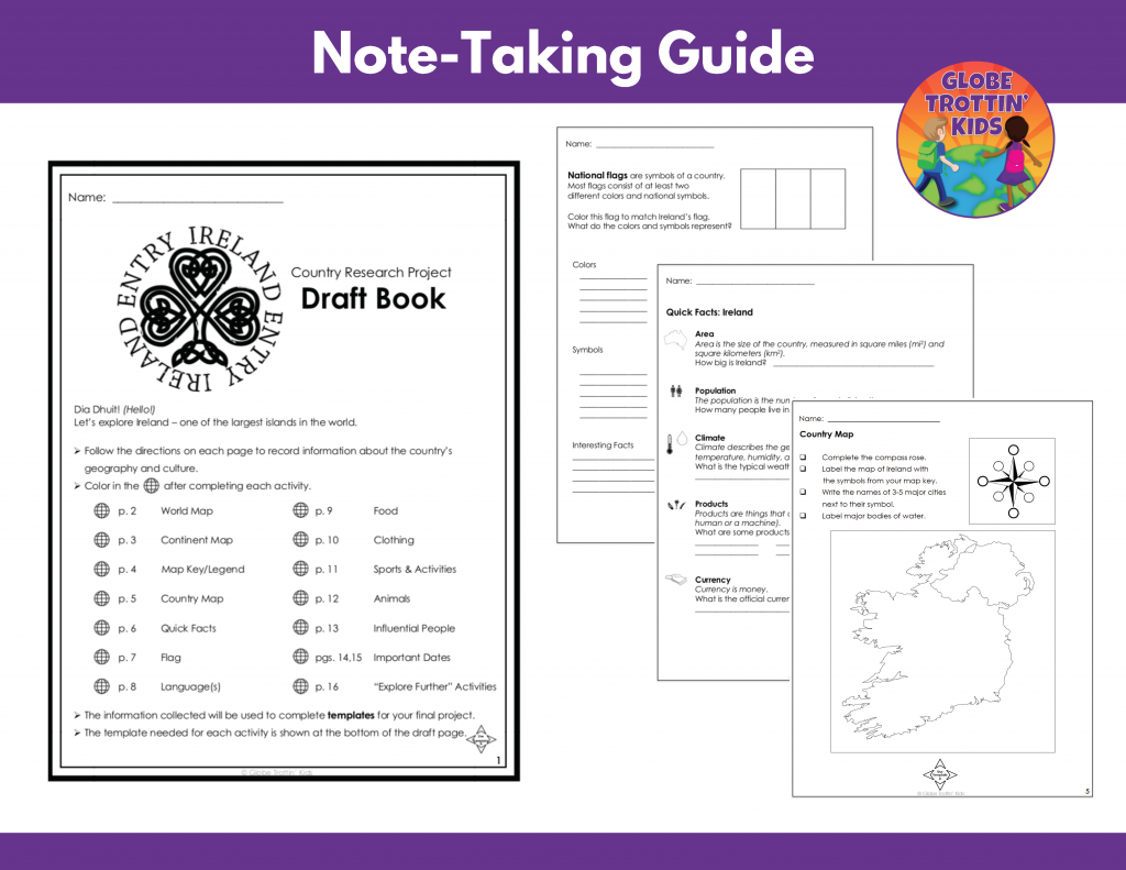 graphic organizers for Ireland research project note-taking