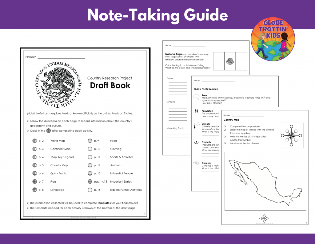 graphic organizers for Mexico research project note-taking