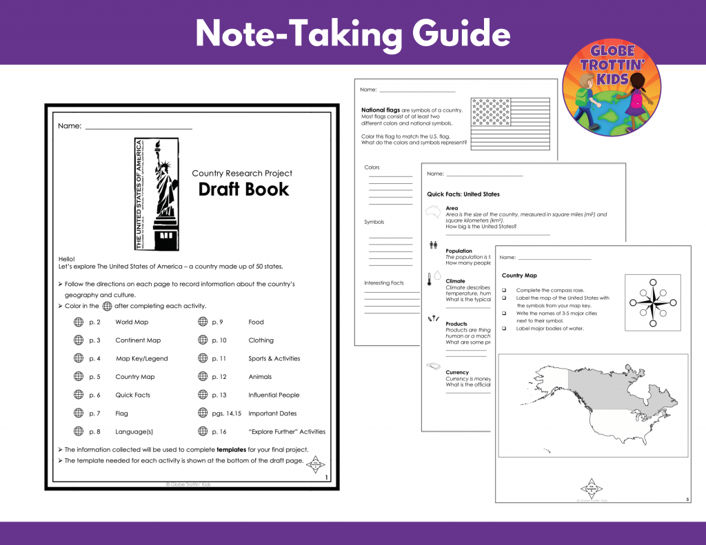 graphic organizers for United States research project note-taking